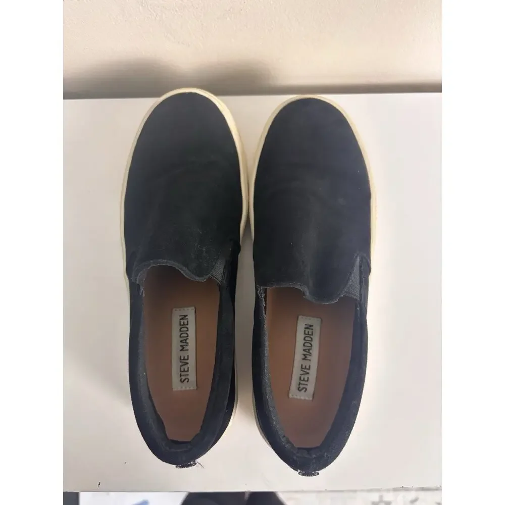 Steven Madden Gills Black SuedeSlip On Platform Sneaker Women’s 6M